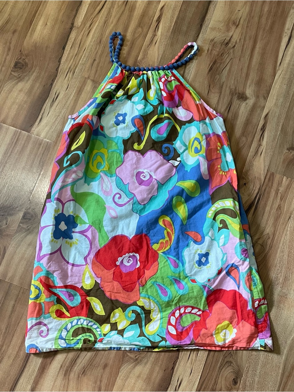 Sweet Sinammon Multi-Color Boho Dress - Fabric Covered Bead Straps Sz L
